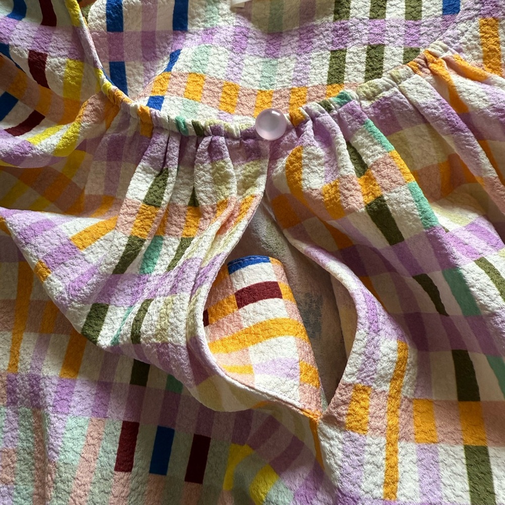 STINE GOYA Peplum Pleated Blouse in Techno Check NWOT - Picture 7 of 8